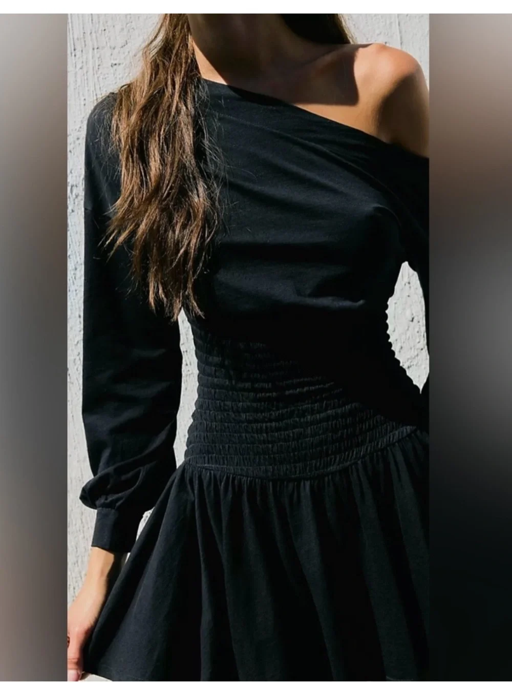 FREE PEOPLE SCORCHING HOT LONG SLEEVE MINI DRESS BLACK NWT
